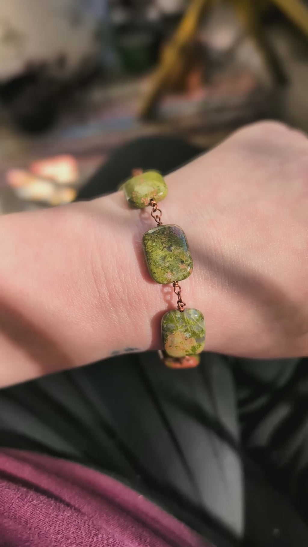 Unakite Bead Bracelet