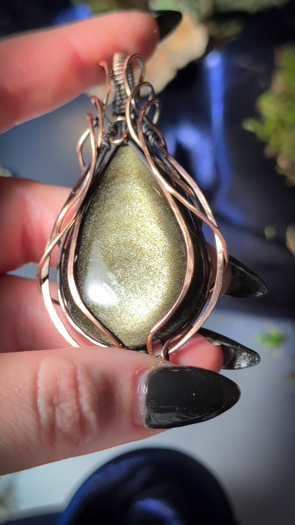 Golden Sheen Obsidian Pendant