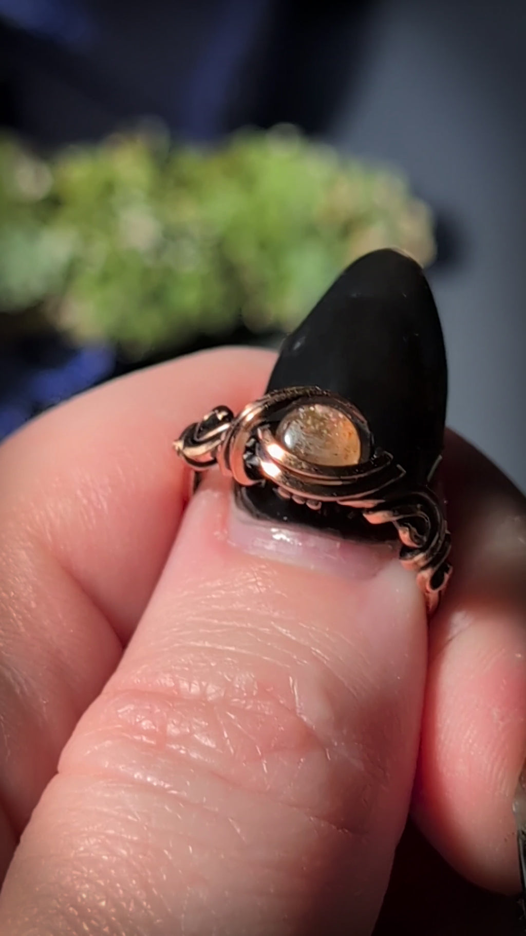 Sunstone Copper Ring Size 4.5